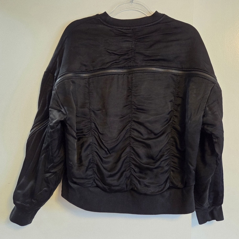 ALLSAINTS Peggy Zip Black Slouch Sleeve Relaxed Fit Sweatshirt Medium - Picture 6 of 11